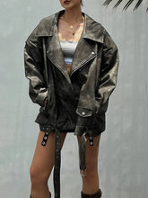 Manteau uni chic streetwear en cuir Beyounch